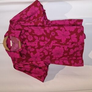 entro Pink Floral Button-Down Blouse